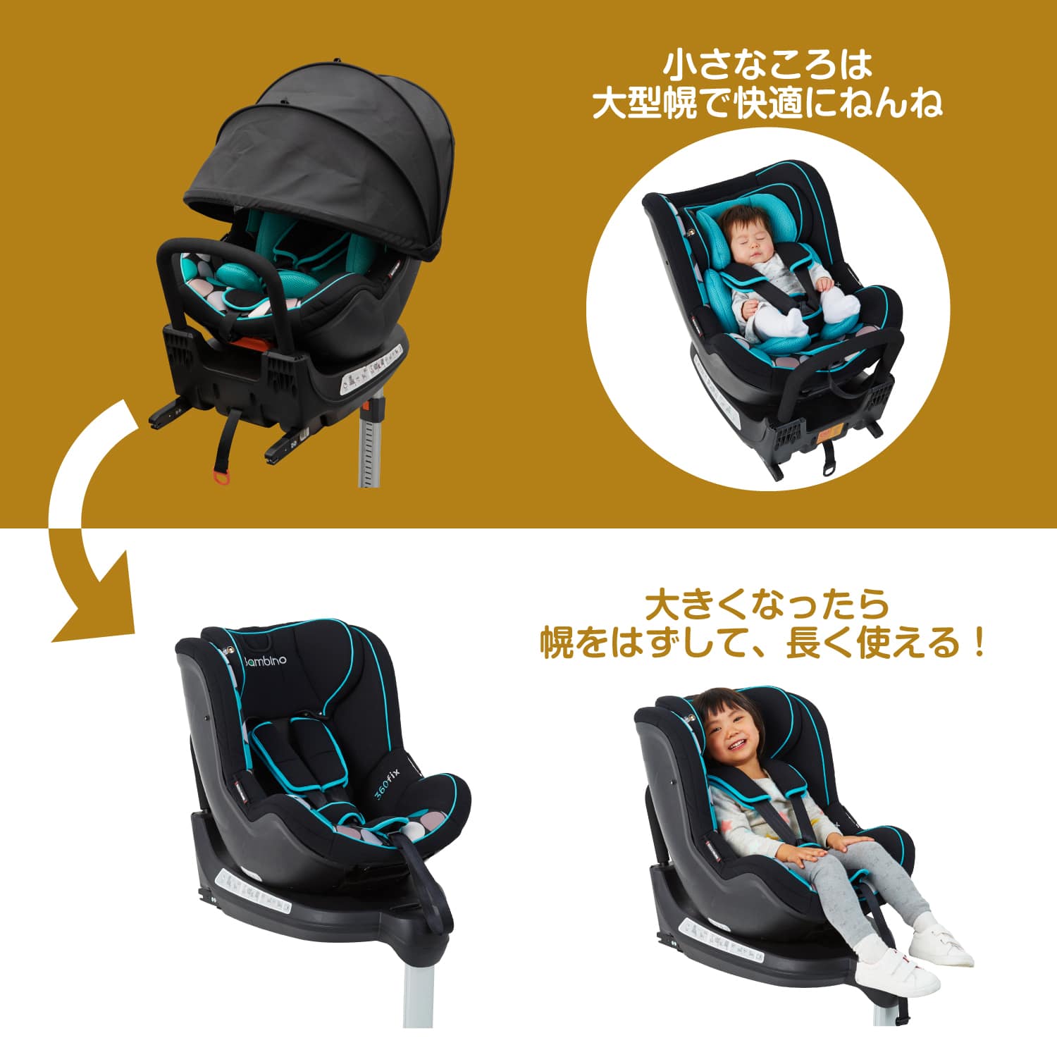 大きくなったら幌を取り外し可能!