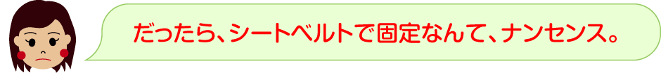 だったら、シートベルトで固定なんて、ナンセンス