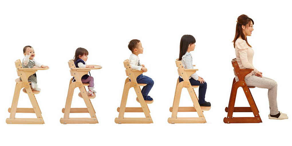 たためる 木製スマートハイチェア3　椅子もテーブルも簡単にたためてスッキリ！
