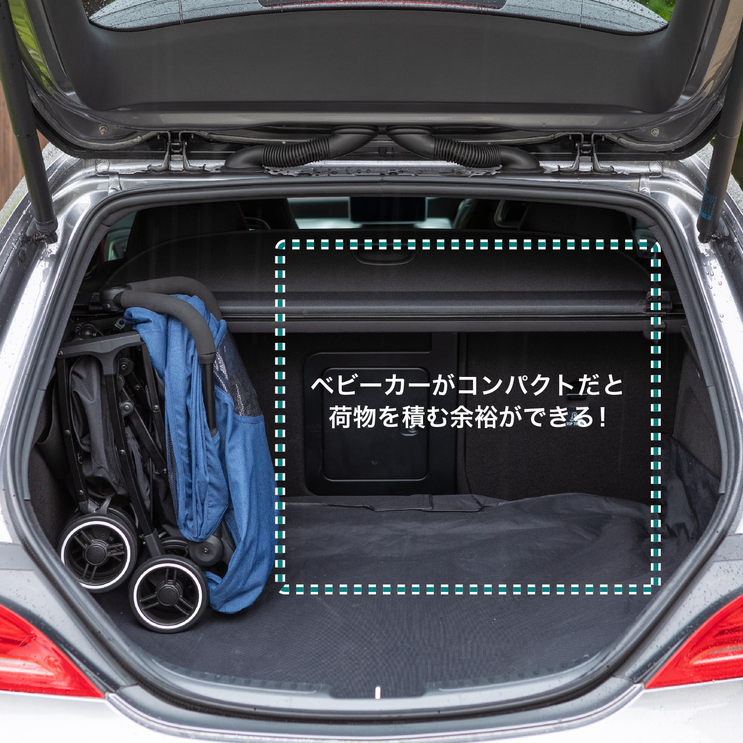 車のラゲッジスペースにも余裕ができます。 トラベルバギー A3(エースリー) 日本育児 AB型ベビーカー